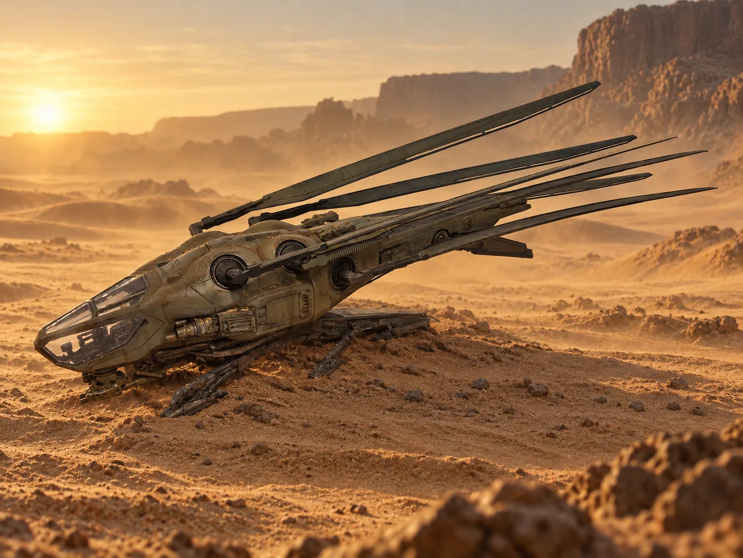 AI-generated interpretation of my Harkonnen ornithopter model