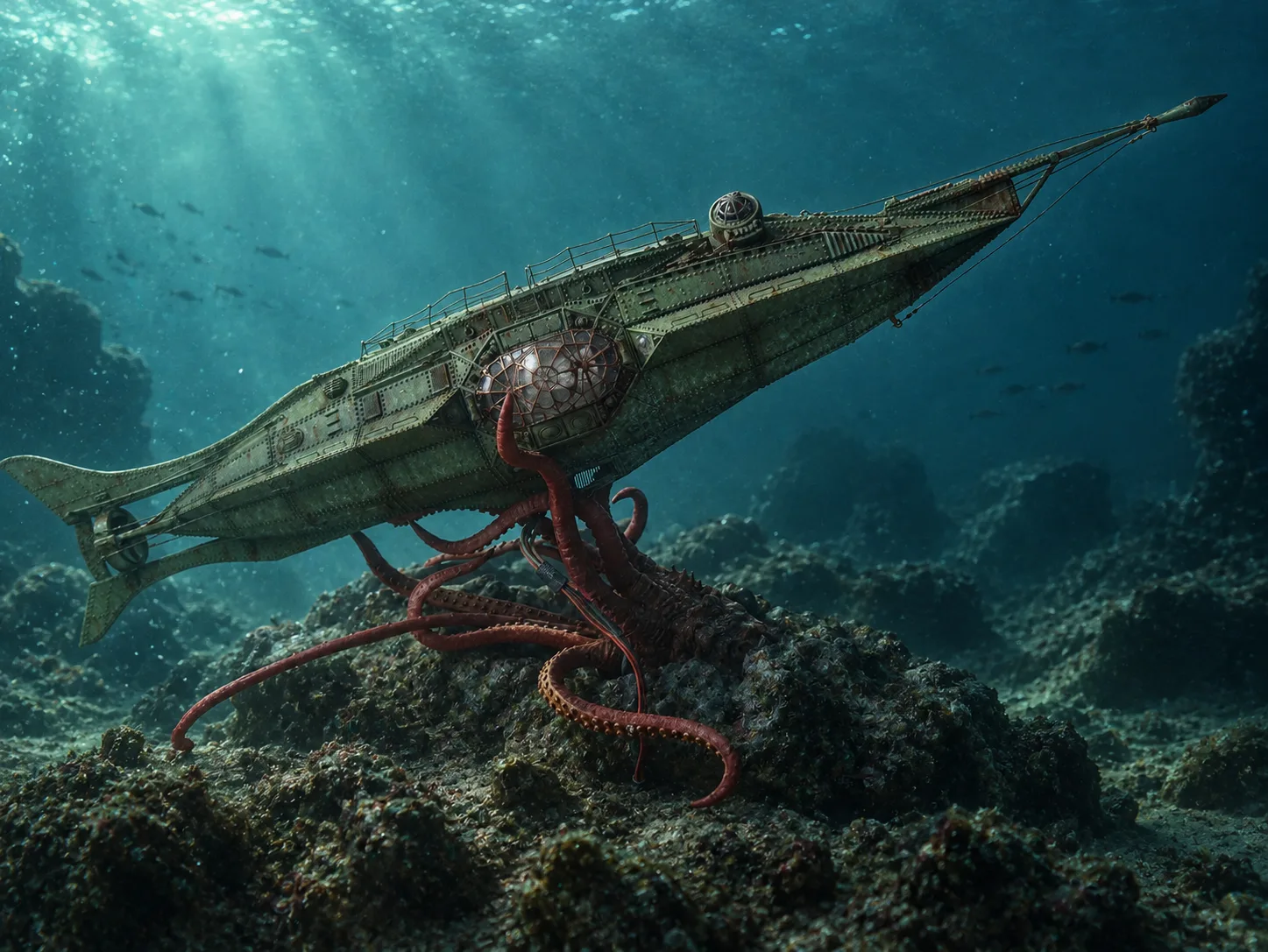 AI-generated interpretation of my Nautilus and the giant squid model