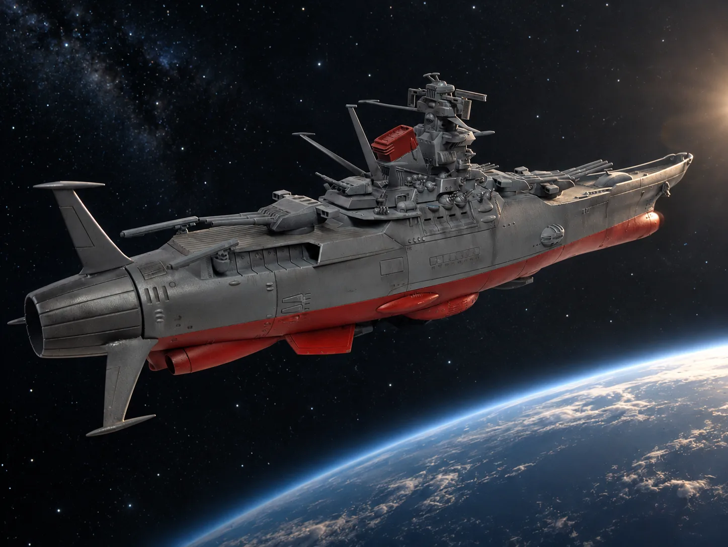 AI-generated interpretation of my Space Battleship Yamato model