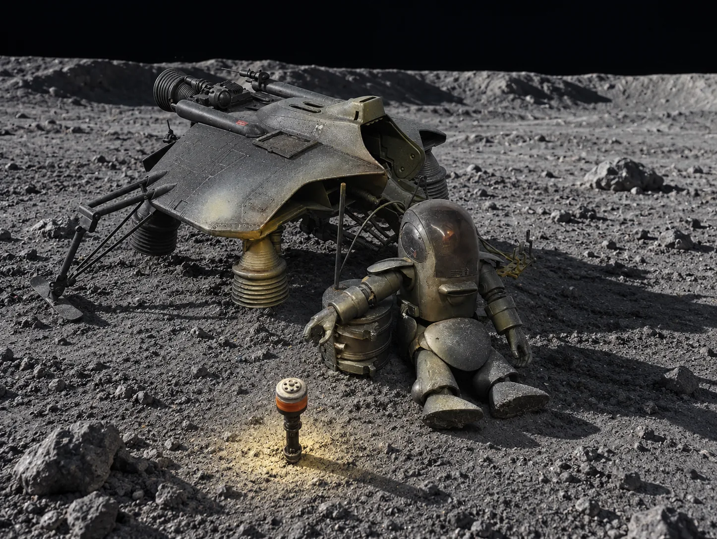 AI-generated lunar setting for my Hornisse model and seated pilot