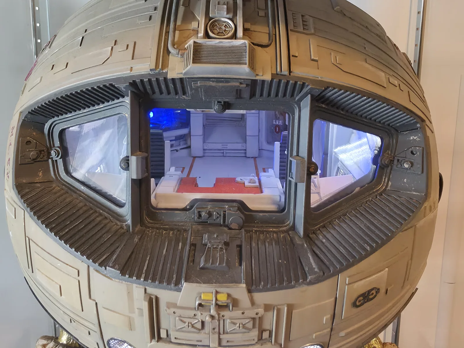 Original close-up photograph of the illuminated interior through my Mars Hopper cockpit windows