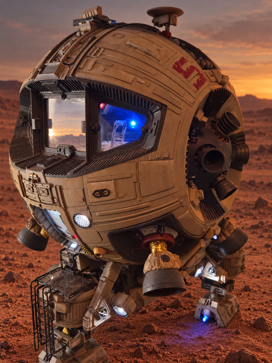 AI-generated Martian setting for my illuminated Mars Hopper model