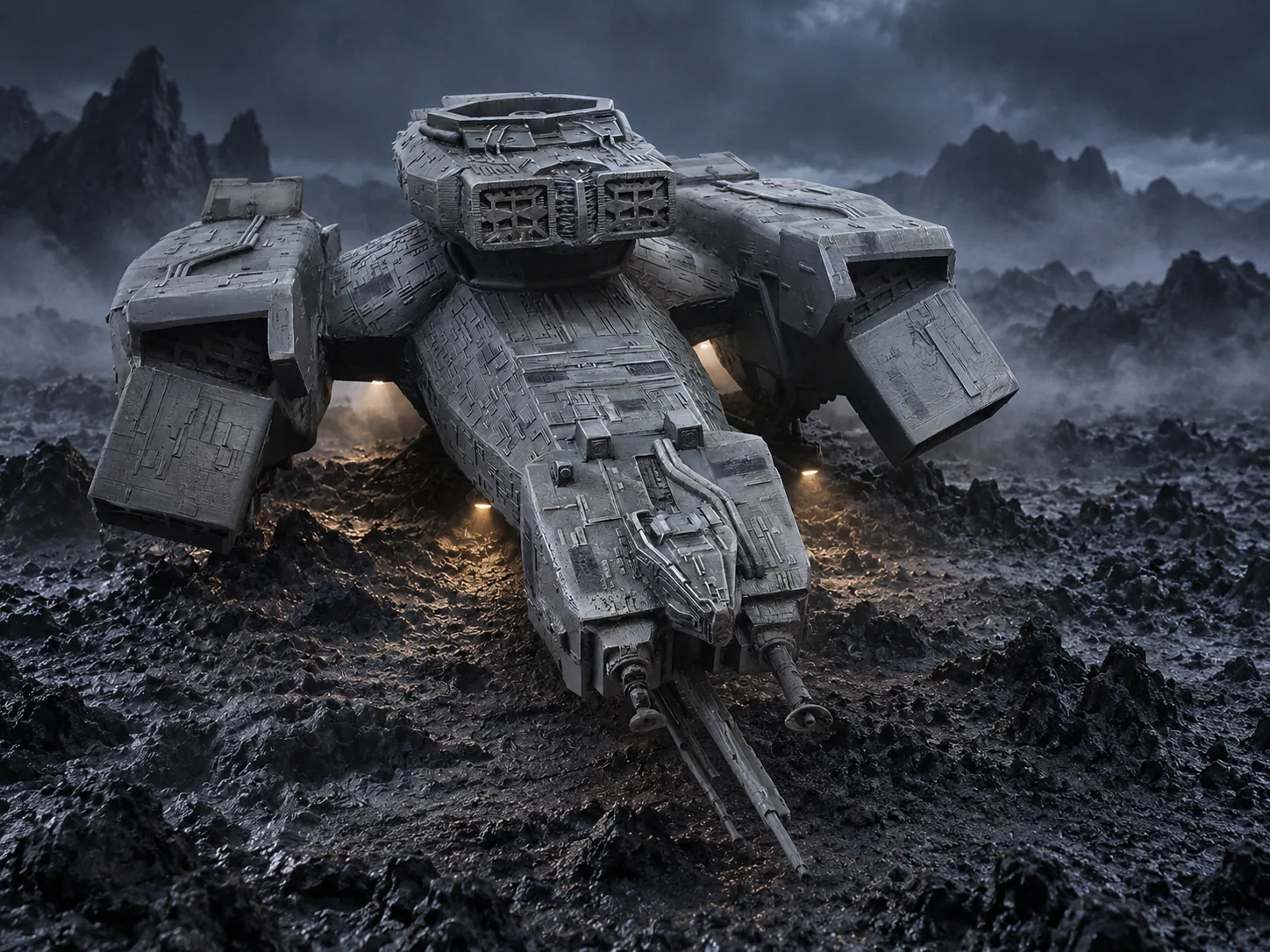 AI-generated LV-426 setting for my Nostromo model